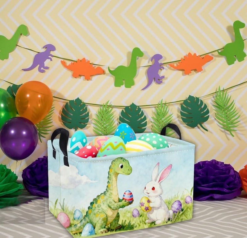 ESSME Rectangular Easter Dinosaur Baskets,Kids Storage Box,Cute Basket for Kids with Handles for Room Decor, Book Bins,Shelf Basket.(Dinosaur) - Image 5